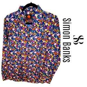 SIMON BANKS Skeleton Paisley Long Sleeved Halloween Men’s Shirt Size Small